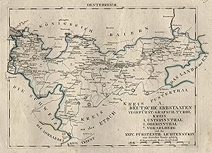 Litho.- Karte, aus Schliebens Atlas von Europa, "A. Deutsche Erbstaaten. VI. Gefürst. Grafsch. Ty...