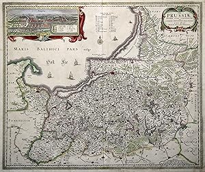 Kupferstich- Karte, v. A. Goos n. Henneberger b. Nic. Visscher II, "Tabula Prussiae eximia cura c...