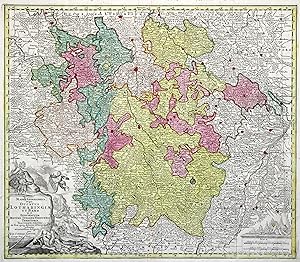 Kupferstich- Karte, b. T. C. Lotter, "Mappa Geographica in qua ducatus Lotharingiae et Barr .".