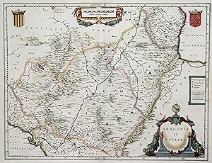 Kupferstich- Karte, b.Blaeu, "Aragonia et Navarra".