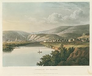 Gesamtansicht, beider Städte, m. d. Rhein in der Mitte, "Andernach und Neuwied".