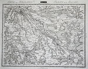 Kupferstich- Karte, v. Schrickel b. "Geogr. Institut" in Weimar, "Theil von Schlesien Sect. 88".