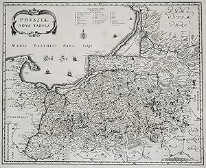 Kupferstich- Karte, v. Merian n. Henneberger u. Blaeu, "Prussia nova tabula".