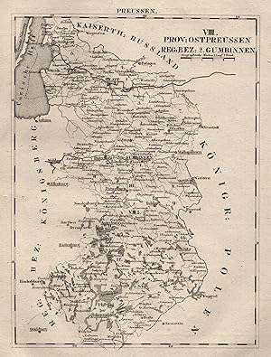 Litho.- Karte, aus Schliebens Atlas von Europa, "Prov. Ostpreussen. Reg. Bez. 2. Gumbinnen".