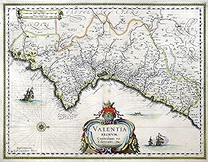 Kupferstich- Karte, b. G. Blaeu, "Valentia regnvm; Contestani, Ptol. Edentani, Plin.".