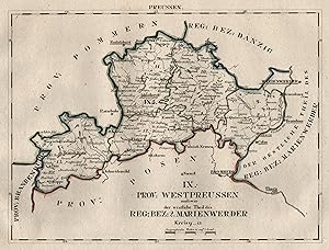 Litho.- Karte, aus Schliebens Atlas von Europa, "Prov. Westpreussen. und zwar der westliche Theil...