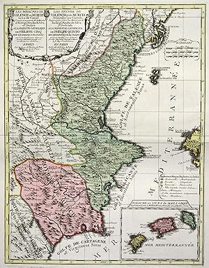 Kupferstich- Karte, b. I.B. Nolin, "Les Royaumes de Valence et Murcie irez de Cantel. Corriges et...