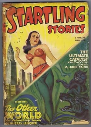 Historias sorprendentes (Revista PULP) Noviembre de 1949 Portada y otra historia del mundo por Murray Leinster;  ...