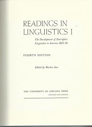 Readings in Linguistics I: The Developnment of Descriptive Linguistics in America 1925-56