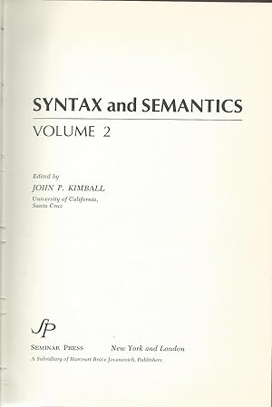 Syntax and Semantics: Volume 2