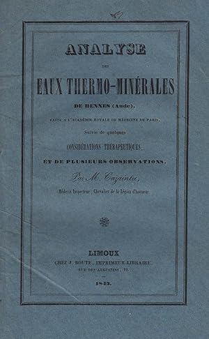 RENNES LES BAINS - Analyse des eaux thermo-minérales de Rennes (Aude)---