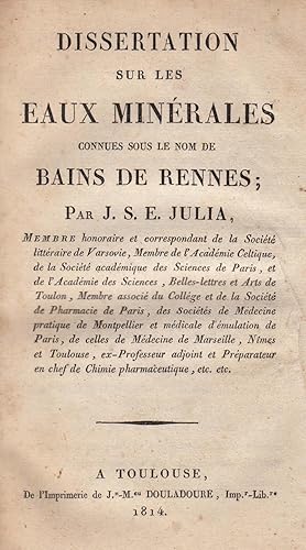 Dissertation sur les eaux minérales connues sous le nom de Bains de Rennes