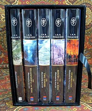 The Tolkien Library - an Illustrated Set in Custom Black Leather Slipcase