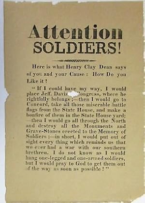 ATTENTION SOLDIERS! HERE IS WHAT HENRY CLAY DEAN SAYS OF YOU AND YOUR CAUSE: HOW DO YOU LIKE IT