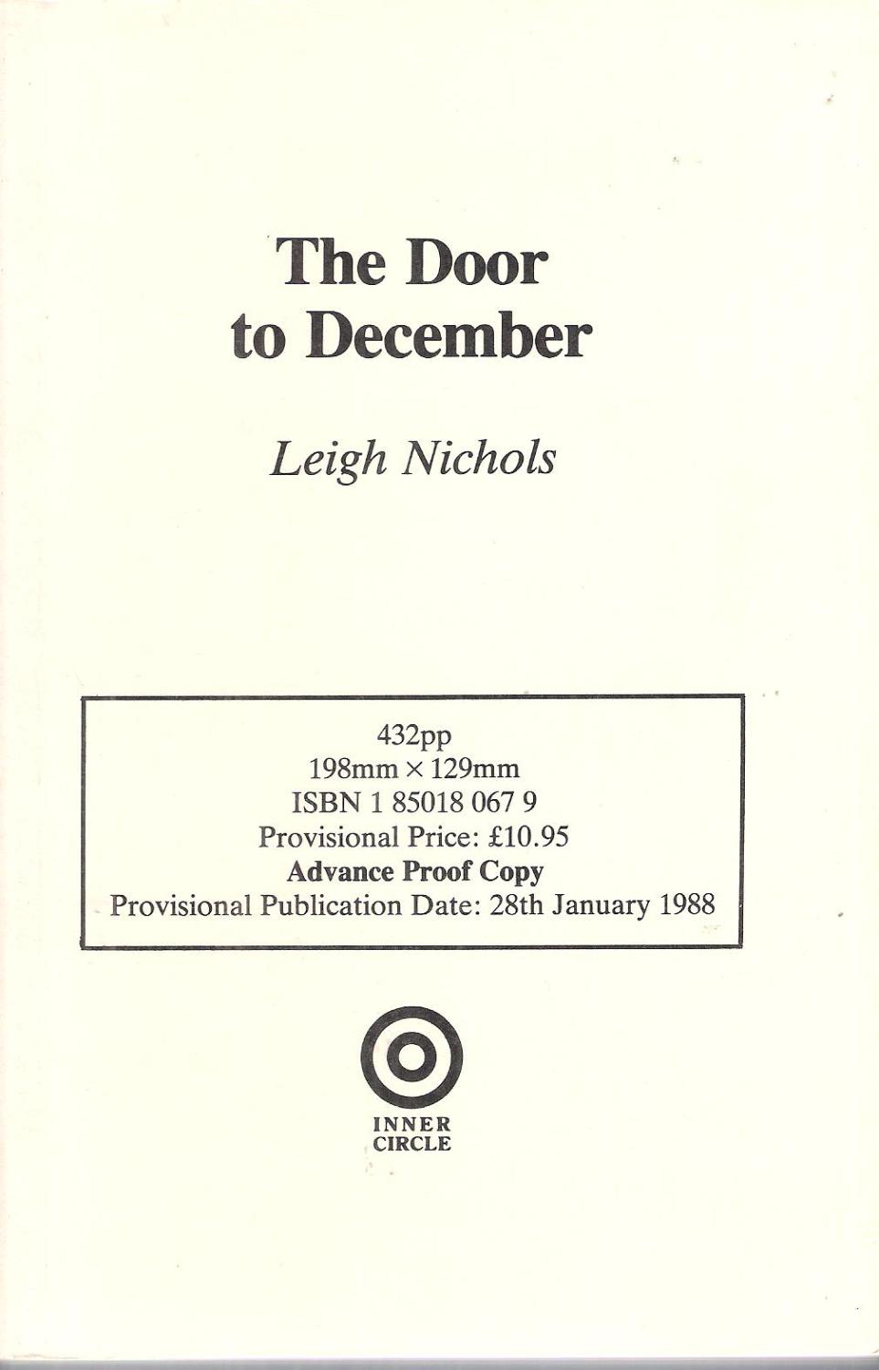 The Door To December Signed Uncorrected Proof By Leigh Nichols