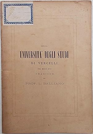 Della Università degli Studi di Vercelli nel Medioevo.