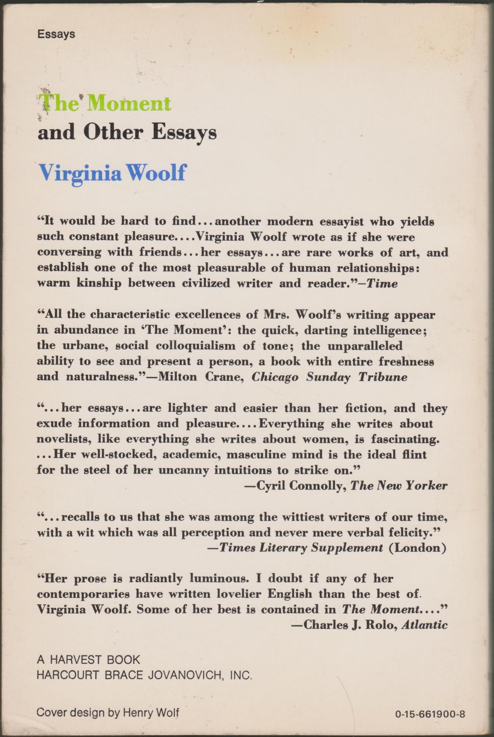 The Moment And Other Essays By Woolf Virginia Harcourt Brace Virginia The Moment And Other Essays Woolf Virginia High School Essay Writing also Essay Proposal Example Essay On Pollution In English
