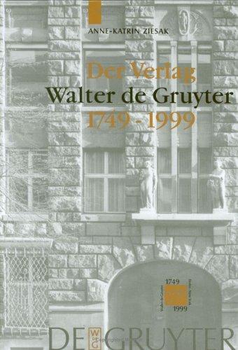 walter de gruyter von ziesak ZVAB