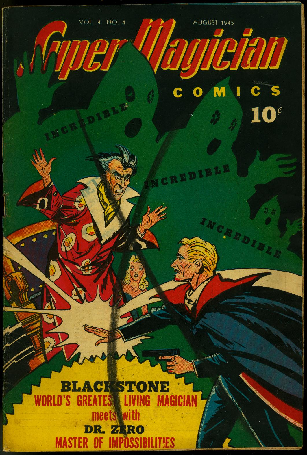 Super Magician Comics Vol 4 4 1945 Blackstone The Magician V Dr Zero 1945 Comic Dta Collectibles