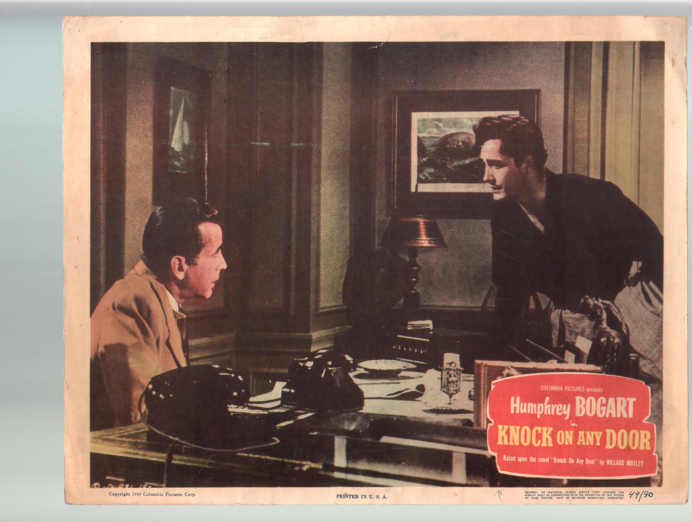 Knock On Any Door Humphrey Bogart John Derek 11x14 Color Lobby