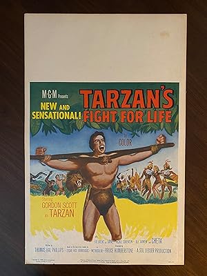 Tarzan's Fight For Life Original Window Card Poster 1958- Gordon Scott