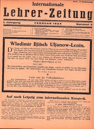 INTERNATIONALE LEHRER-ZEITUNG. Hrsg. vom Internationalen Propagandakomitee der revolutionären Leh...