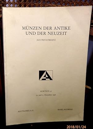 Münzen der Antike und der Neuzeit aus Privatbesitz. Auktion 10. und 11.12. 1996. Mit über 1700 Ab...