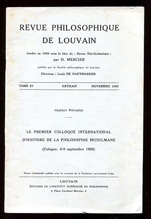 Le premier Colloque international d'histoire de la philosophie musulmane (Cologne, 6-9 septembre ...