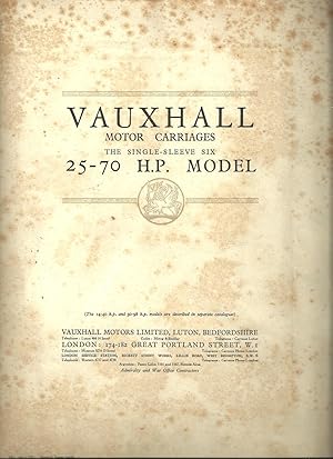 Vauxhall Motor Carriages. The Single-Sleeve Six 25-70 H.P. Model