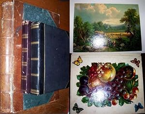 Three Victorian Scrap Albums with Drawings, Coloured Lithographs and Cuttings.
