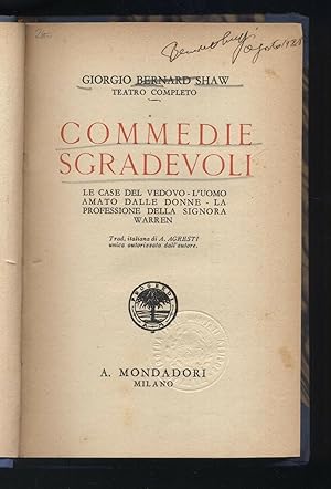 COMMEDIE SGRADEVOLI di G. B. Shaw ed. 1924 Mondadori B11