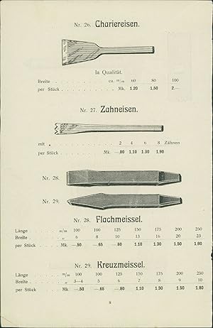 1919 - Graphik - Chariereisen - Zahneisen - Meissel - Krönel - Charierhammer Aus Katalog mit Prei...