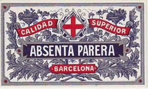 ETIQUETA DE ABSENTA PARERA. Barcelona 8'5x5, color.