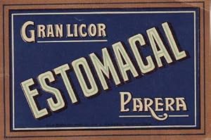 ETIQUETA GRAN LICOR ESTOMACAL PARERA 13x8'5, color.