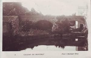 CALDAS DE MONTBUY. Pont i Balneari Rius. Postal fotográfica 14x9, circulada en 1945, sello de 20 ...