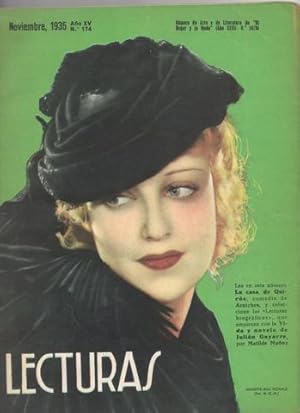 LECTURAS. Noviembre 1935, nº 174. Julián Gayarre, Vicenzo Bellini, La Viuda Alegre, Novelas, etc. .