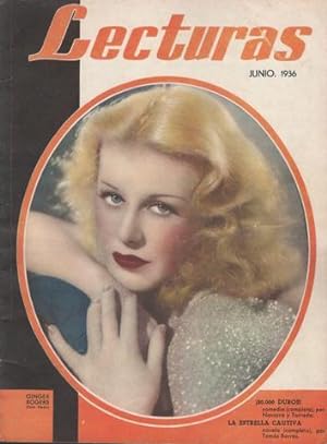 LECTURAS. Junio 1936, nº 181. Portada Ginger Rogers, Noticias, Cine, Novelas, etc. .