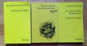 Konvolut 3 Reclam TB, 1. Ansichten der Natur 2. Der Schimmelreiter 3. Der abenteuerliche Simplici...