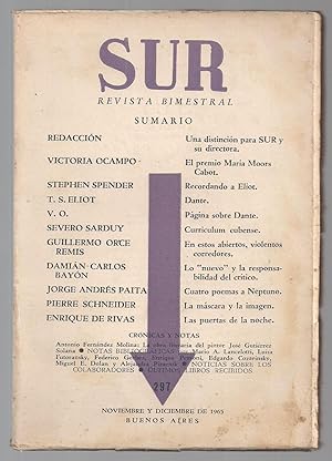 Sur. Revista Bimestral. Nº 297. Noviembre Diciembre 1965