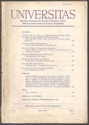 Universitas. Revista Alemana De Letras, Ciencias y Artes. Vol I. Nº 04. Marzo 1964