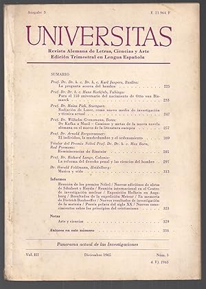 Universitas. Revista Alemana De Letras, Ciencias y Arte. Vol III. Nº 03. Diciembre 1965