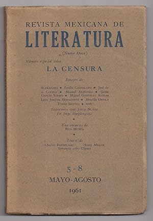 Revista Mexicana De Literatura. Nº 5-8. Mayo Agosto 1961. Número Especial Sobre La Censura.