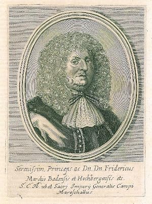 FRIEDRICH VI., Markgraf von Baden-Durlach (1617 - 1677). Brustbild nach halbrechts im Oval des Re...