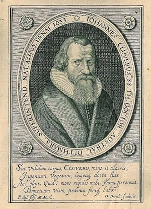 CLUVER, Johannes (1593 - 1633). Brustbild nach halbrechts im Schriftoval des Theologen und Histor...