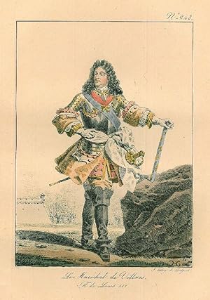 VILLARS, Louis Hector Duc de (1653 - 1734). Ganzfigur im Brustharnisch vor einer Festung stehend.