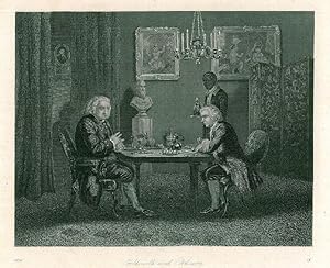 GOLDSMITH, Oliver (1728-1774). "Goldsmith und Johnson" beim Dinner. Der irische Schriftsteller un...