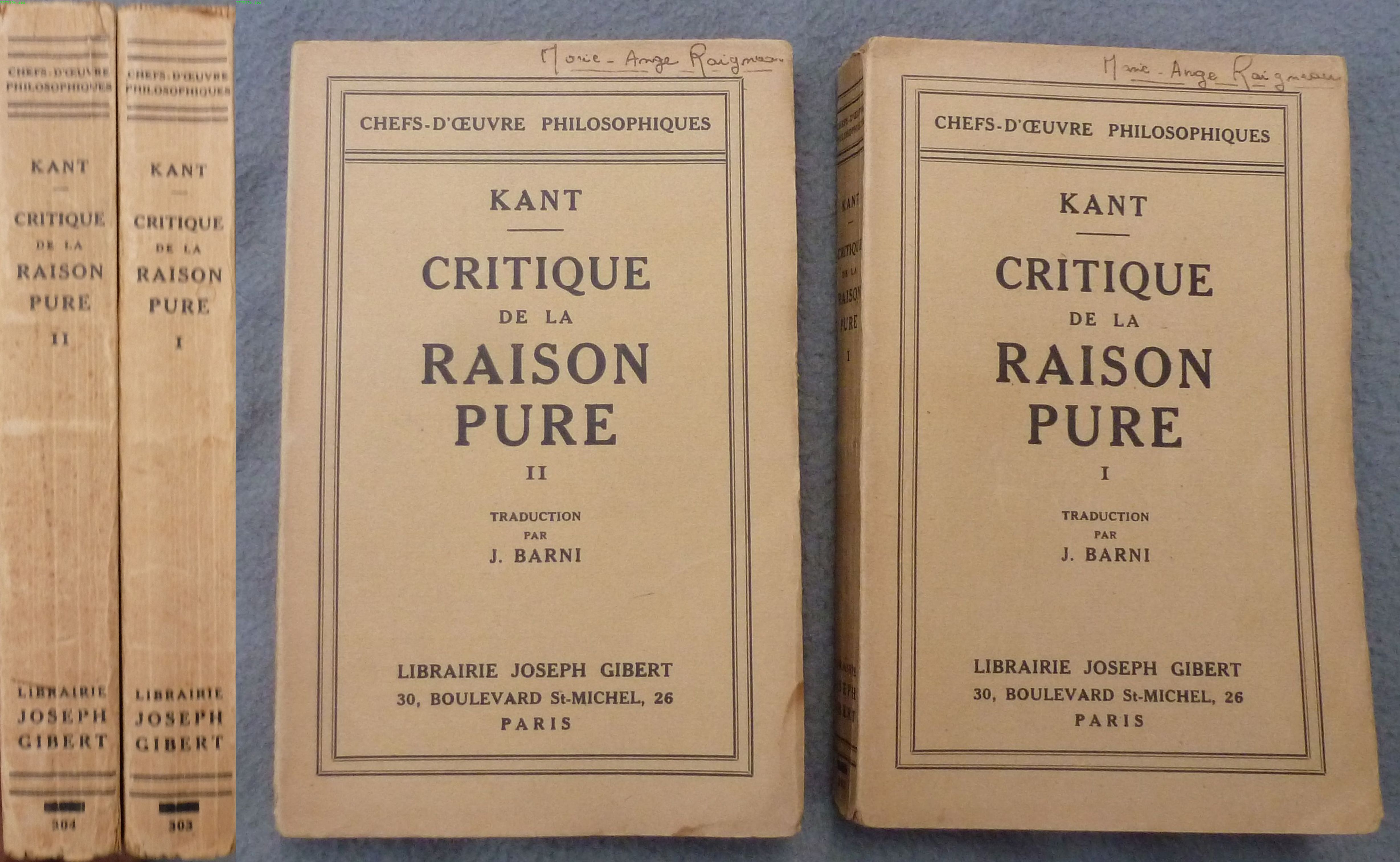 Critique de la Raison Pure by Kant (1943) ferdinand