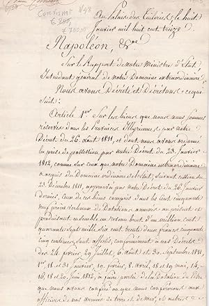 Decreto dell' 8 gennaio 1813, di NAPOLEONE PRIMO, che stabilisce la pensione a CORVISART, Tip, li...