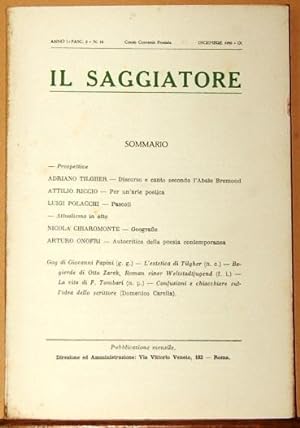 IL SAGGIATORE, rivista di cultura filosofica e pedagogica - 1951 - due fascicoli, Torino, Gheroni...
