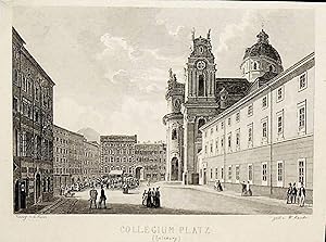 SALZBURG, Universitätsplatz Ansicht ca. 1850 Titel: Collegium Platz